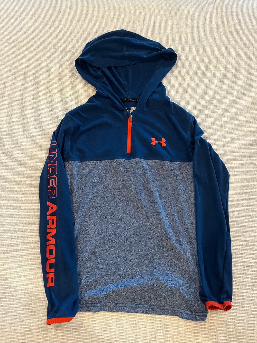 Under Armour Kids Navy and Heather Gray Quarter-Zip Hooded Pullover
